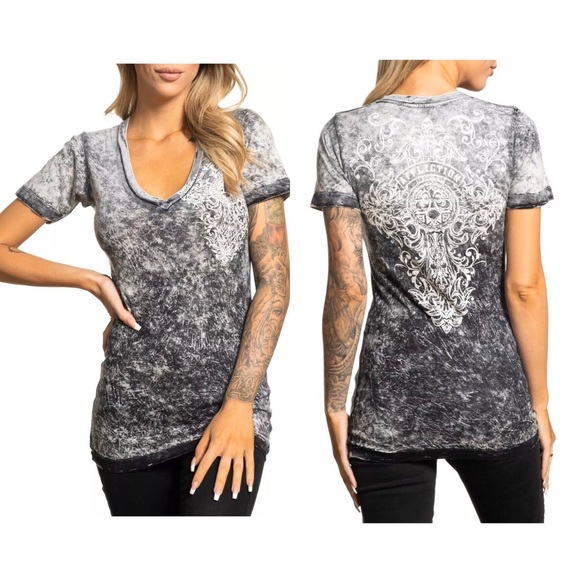 Affliction Tops - AFFLICTION Womens T-Shirt AMARILLO BEND Athletic B